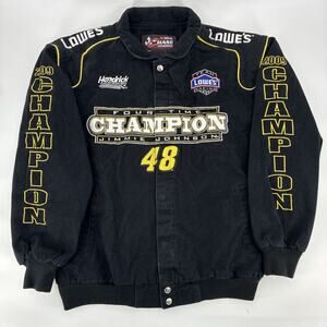 Nascar Jimmie Johnson Jacket Men Medium Black Lowes Chase Champion #48